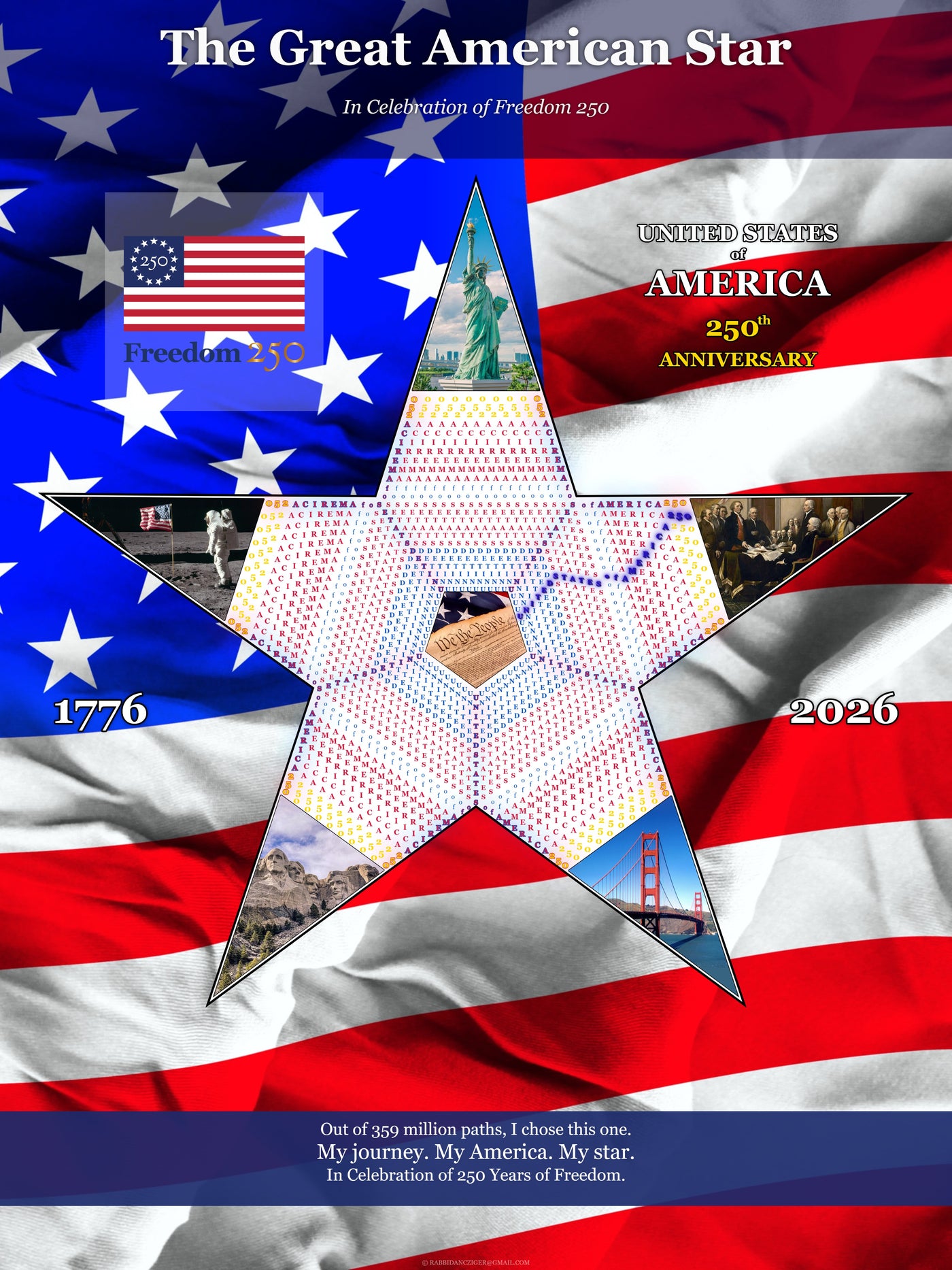 The Great American Star — Personalized 250th Anniversary Poster (18×24 inches)