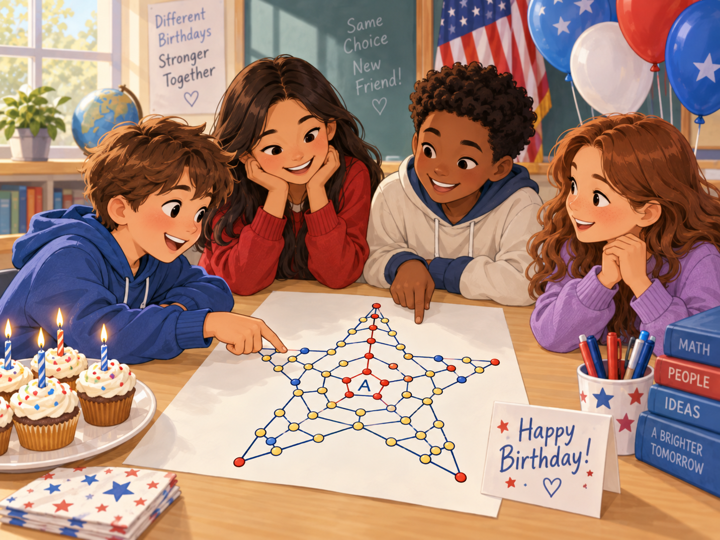 Students exploring the Birthday Problem through The Great American Star.