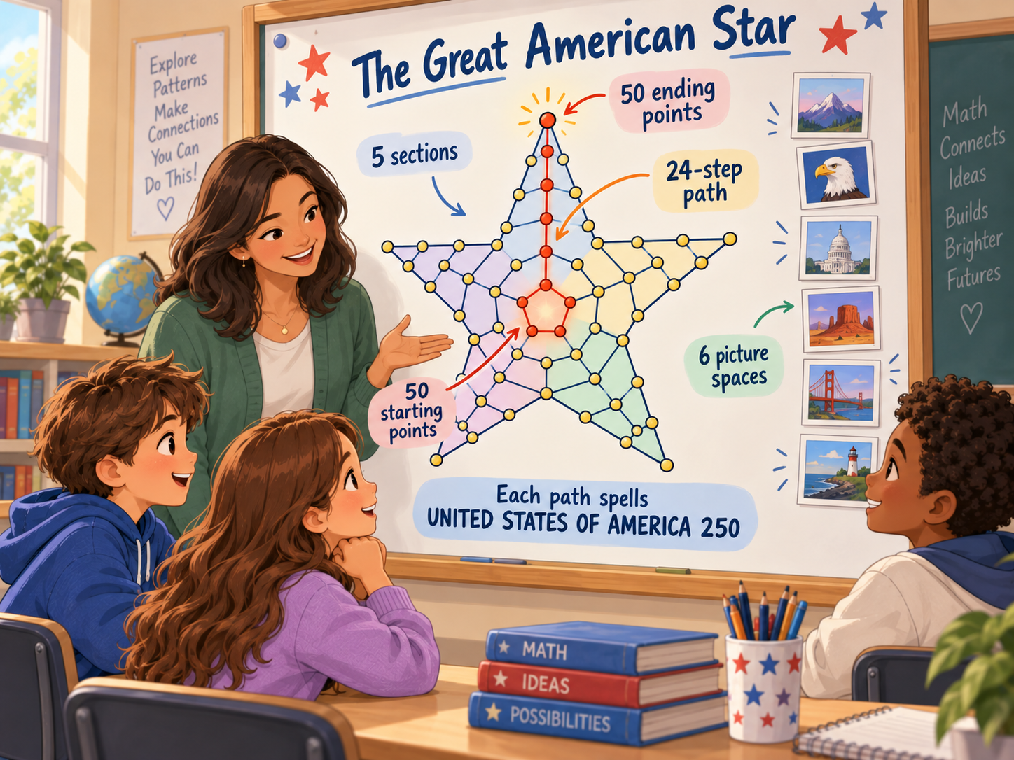 Students exploring The Great American Star in a classroom.