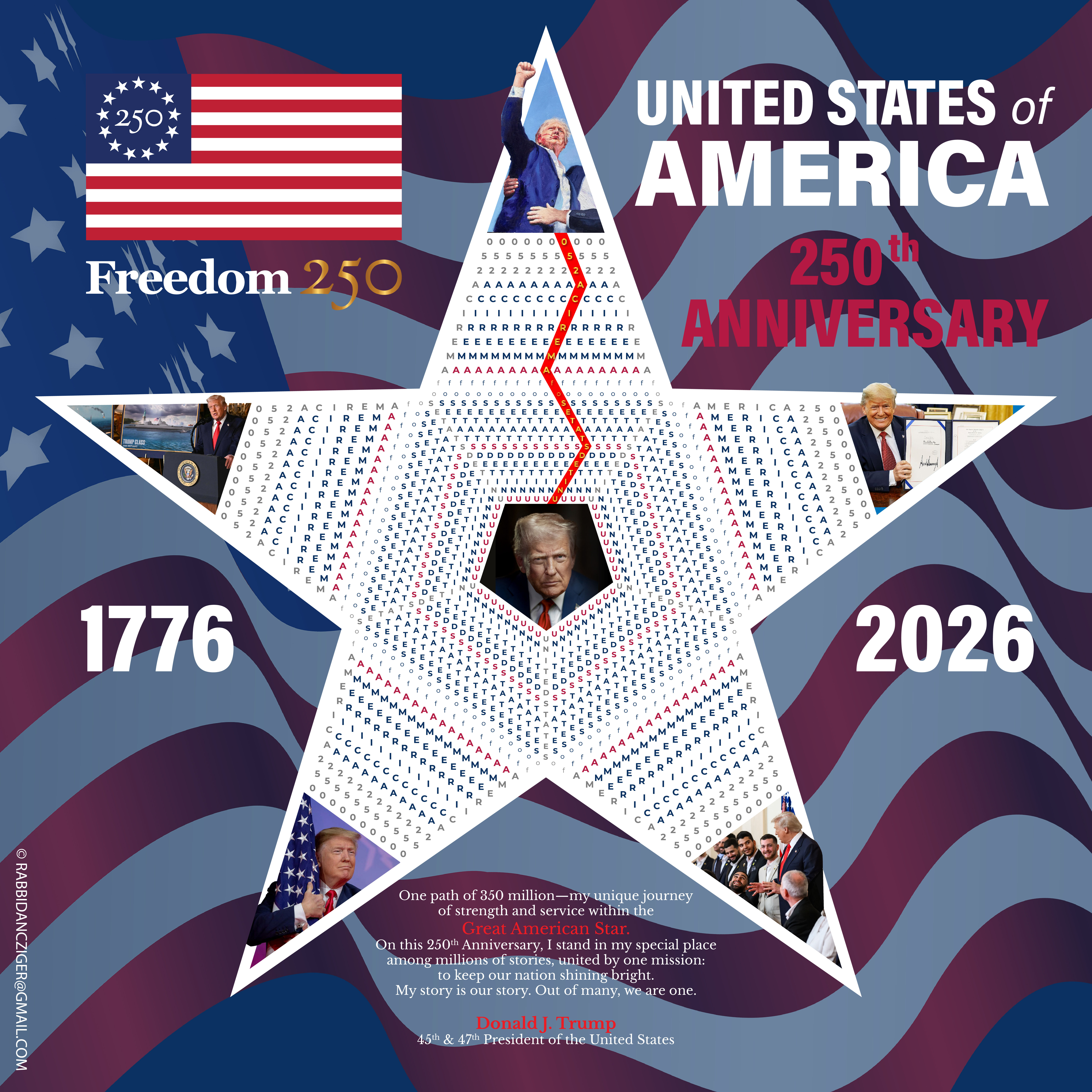 Personalized example showing customization capabilities with Freedom 250 branding